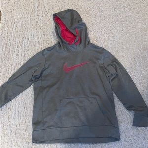 Pink and gray Nike hoodie